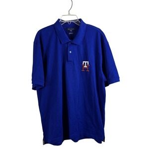 Tommy Hilfiger TH Embroidered Logo Blue Polo Shirt‎ Men Size XXL Regular Fit